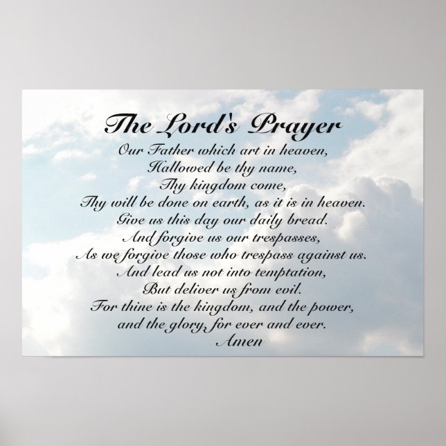 Das Gebet des Herrn, Matthew 6:9-13 Bibelverse Poster (Vorne)