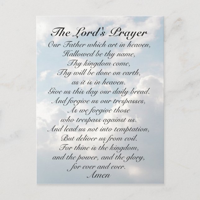 Das Gebet des Herrn, Matthew 6:9-13 Bibelverse Postkarte (Vorderseite)