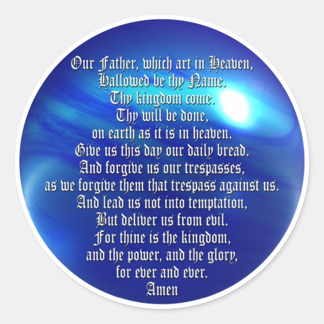 Das Gebet des Herrn Runder Aufkleber (Vorderseite)
