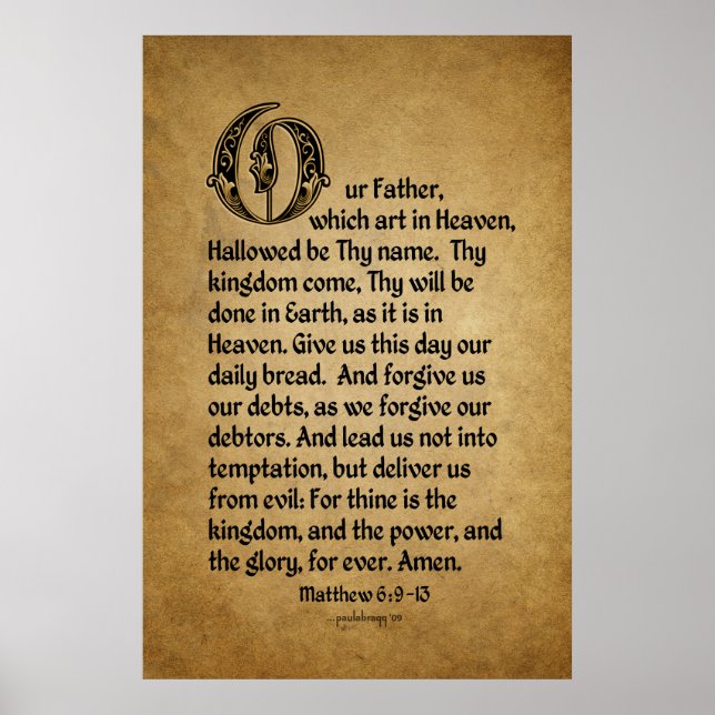 Das Gebet des Herrn (Schrift: Matthew 6:9-13) Poster (Vorne)