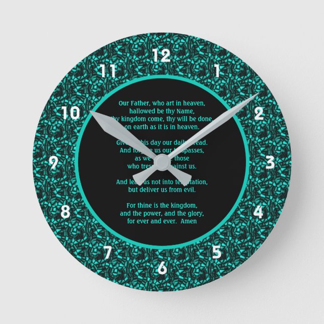 Das Gebet des Herrn Unser Vater Abstrakte Grenze Runde Wanduhr (Vorderseite)