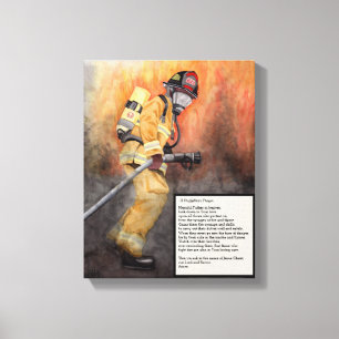 Das Gebets-Leinwand-Kunst eines Feuerwehrmanns Leinwanddruck