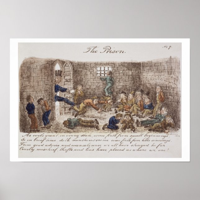 Das Gefängnis, 1858 (farbige Gravur) Poster (Vorne)