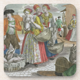 Das Geflügel vermarkten (farbiger Stich) Getränkeuntersetzer