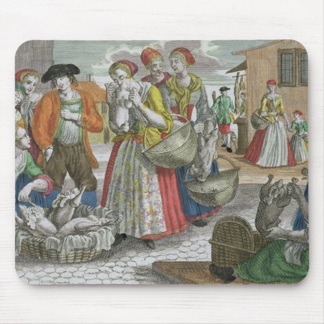 Das Geflügel vermarkten (farbiger Stich) Mousepad (Vorne)