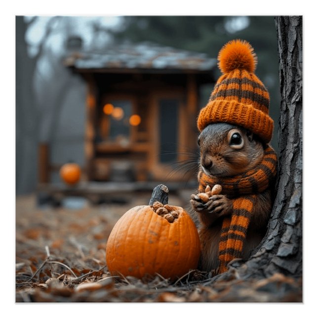 Das geheime Waldfest des Eichhörnchens Ai Image Poster (Vorderseite)