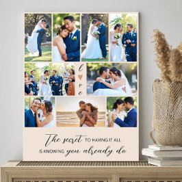 Das geheime Zitat-FotoCollage 9 Hochzeitssbilder Leinwanddruck
