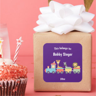 Das gehört zu "Zurück zum Zoozug in der Schule" Pu Quadratischer Aufkleber