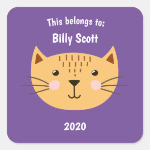 Das gehört zum "Back to School Kitty Cat Face Ppl" Quadratischer Aufkleber