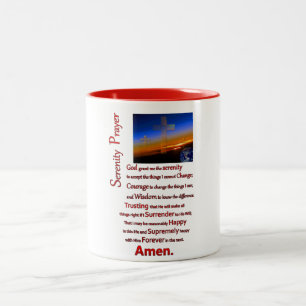 Das Gelassenheitsgebet im roten Weltraum Zweifarbige Tasse