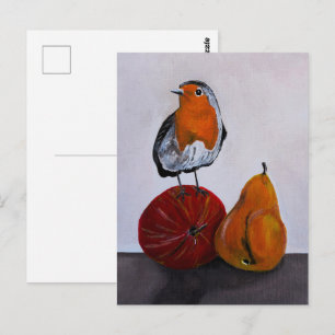 Das Gemälde 'Der flüchtige Besuch des Rotkehlchens Postkarte