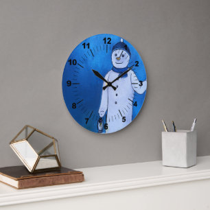 Das Gemälde "Des Schneemanns Flucht" von Alfred Fo Große Wanduhr
