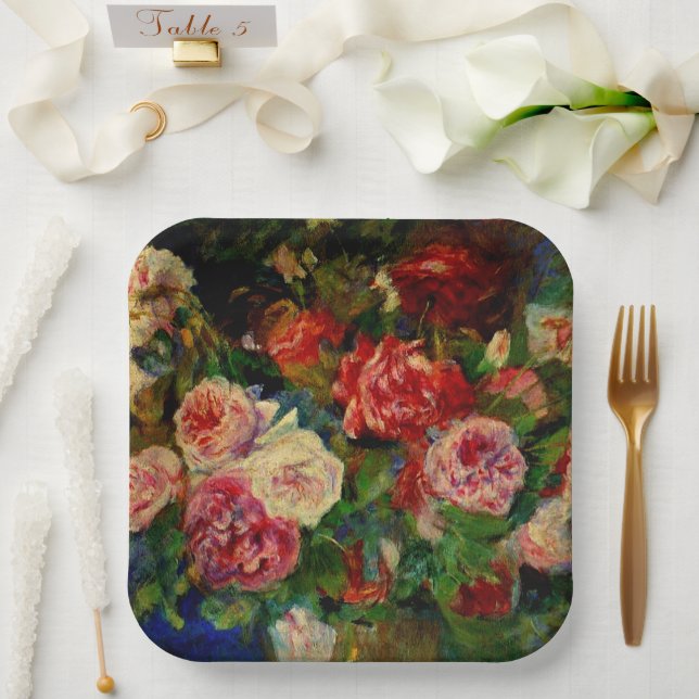 Das Gemälde von Pierre Renoir, Rose, Pappteller (Hochzeit)