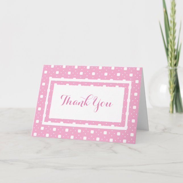 Das gemusterte Baby-Mädchen-Rosa danken Ihnen zu Dankeskarte (Vorderseite)