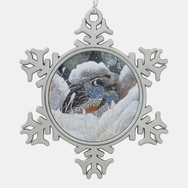 Das gemütliche Paar Schneeflocken Zinn-Ornament (Vorderseite)