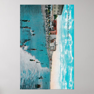 Das Genießen bewegt an Ozean BeachLong Strand, CA Poster