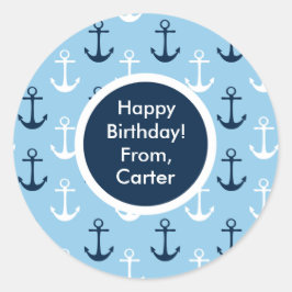 Das Geschenk-Aufkleber der blauer Runder Aufkleber