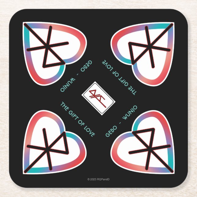 Das Geschenk der Liebe Bindrune Rechteckiger Pappuntersetzer (Vorderseite)
