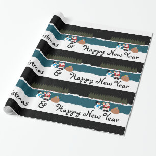 Das Geschenk des Weihnachtsmanns an das Schneemann Geschenkpapier