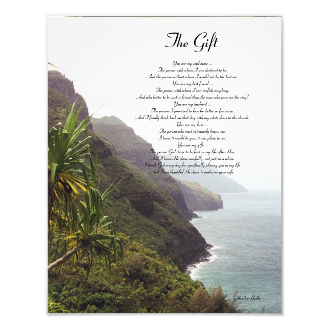 Das Geschenk - Ein Liebe Gedicht von Heather Bodle Fotodruck (Vorne)