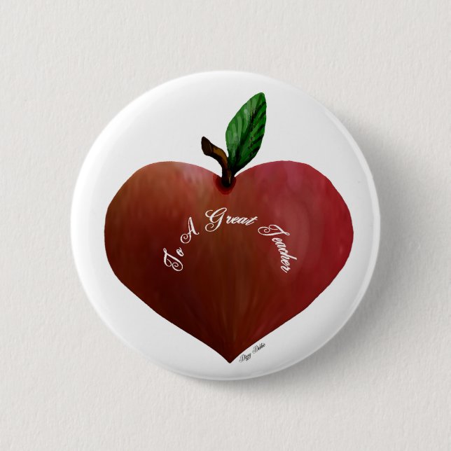 Das Geschenk-Knopf Herz-Apple-Lehrers Button (Vorderseite)