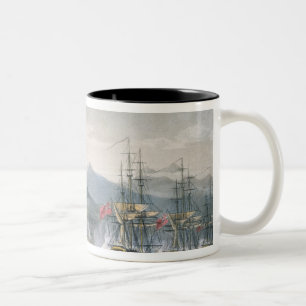 Das Geschwader unter Führung Sirs J. Brisbane Zweifarbige Tasse