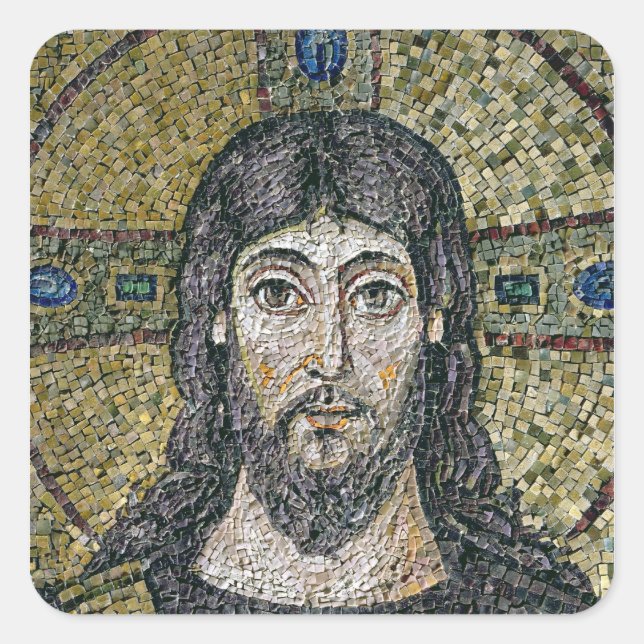 Das Gesicht Christi Quadratischer Aufkleber (Vorderseite)