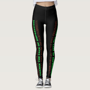 Das Gesicht der Depression grün und orange verände Leggings