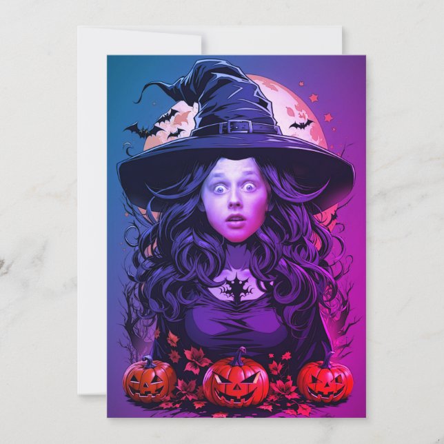 Das Gesicht der Hole Halloween-Hexe Einladung (Vorderseite)