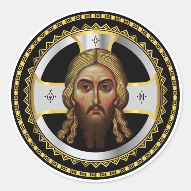 Das Gesicht des christlich-orthodoxen Schwarzen Sy Runder Aufkleber (Vorderseite)