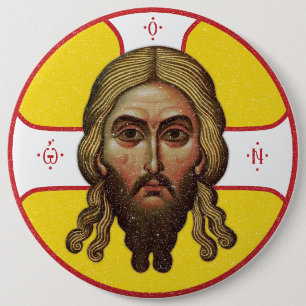 Das Gesicht des christlich-orthodoxen Symbols Button