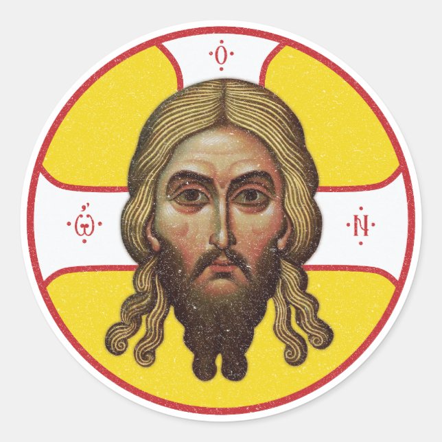 Das Gesicht des christlich-orthodoxen Symbols Runder Aufkleber (Vorderseite)