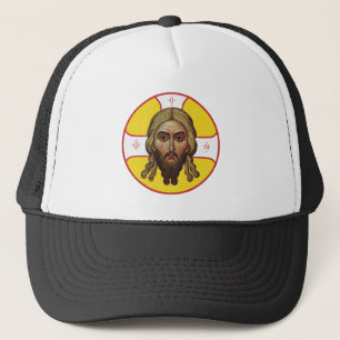 Das Gesicht des christlich-orthodoxen Symbols Truckerkappe