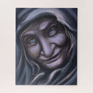 das Gesicht einer alten Hexe