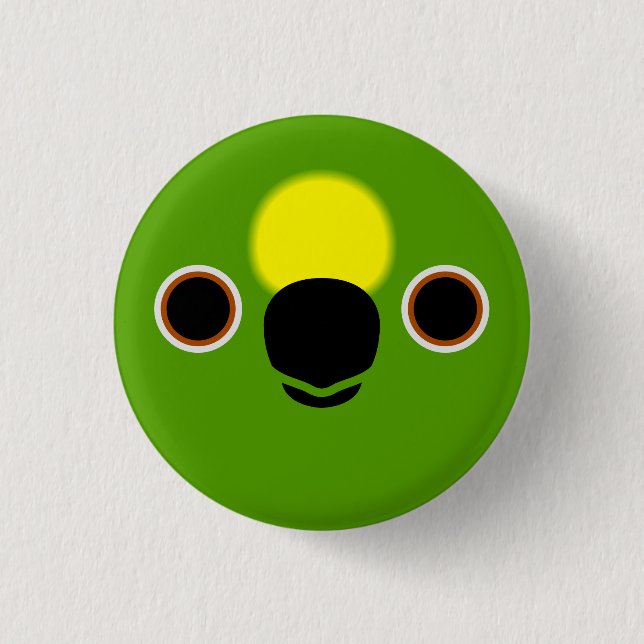 Das Gesicht einer gelb gekrönten Amazone Button (Vorderseite)