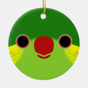 Das Gesicht einer Rot-Flankenlorike Keramik Ornament