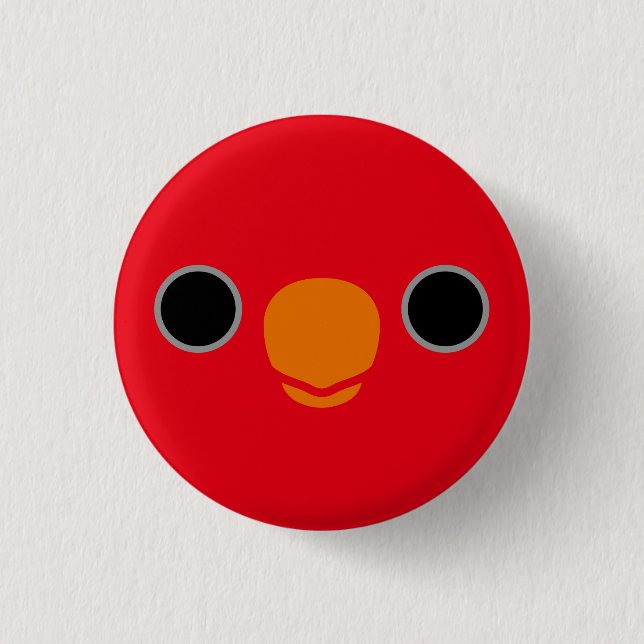 Das Gesicht einer roten Lory Button (Vorderseite)
