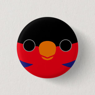 Das Gesicht einer schwarz gekappten Lory Button