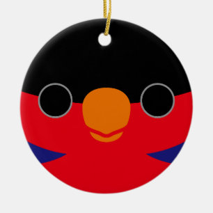 Das Gesicht einer schwarz gekappten Lory Keramik Ornament