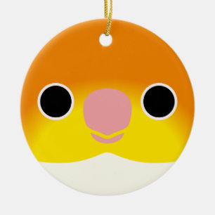 Das Gesicht einer weißen Kaike Keramik Ornament