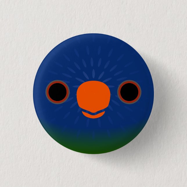Das Gesicht eines blauen Loriketts Button (Vorderseite)