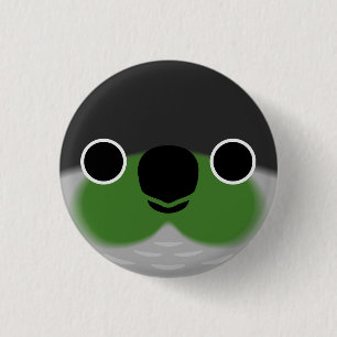 Das Gesicht eines grünen Wangenparakets Button