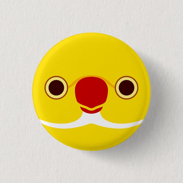 Das Gesicht eines lutino-Männerparakets mit Rose Button (Vorderseite)