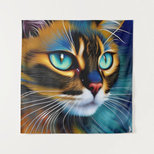 Das Gesicht eines niedlichen Lynx-Punktes Siam Wandteppich