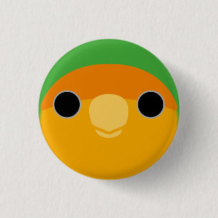 Das Gesicht eines orangefarbenen, pfirsichfarbenen Button