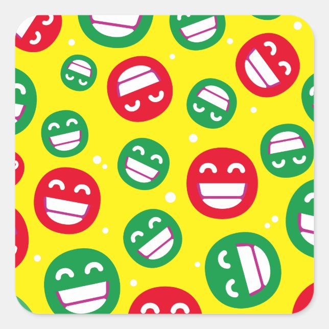 Das Gesicht lächelnd Augen Emojis Rot Gelb Quadratischer Aufkleber (Vorderseite)