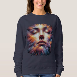Das Gesicht vermischt sich mit farbenfrohen Wolken Sweatshirt