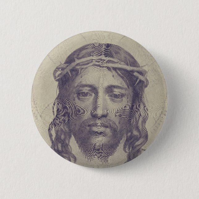 Das Gesicht von Christus auf dem heiligen Schleier Button (Vorderseite)