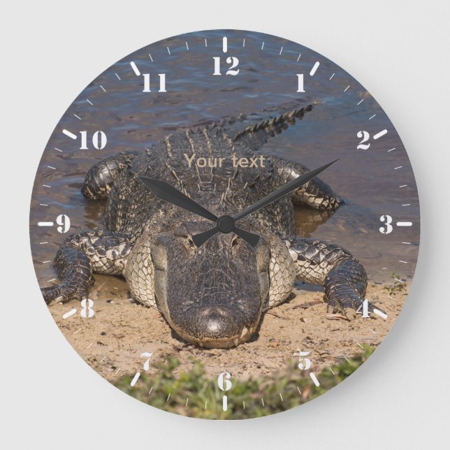 Das Gesicht zum Gesicht mit dem Alligator personal Große Wanduhr (Vorderseite)