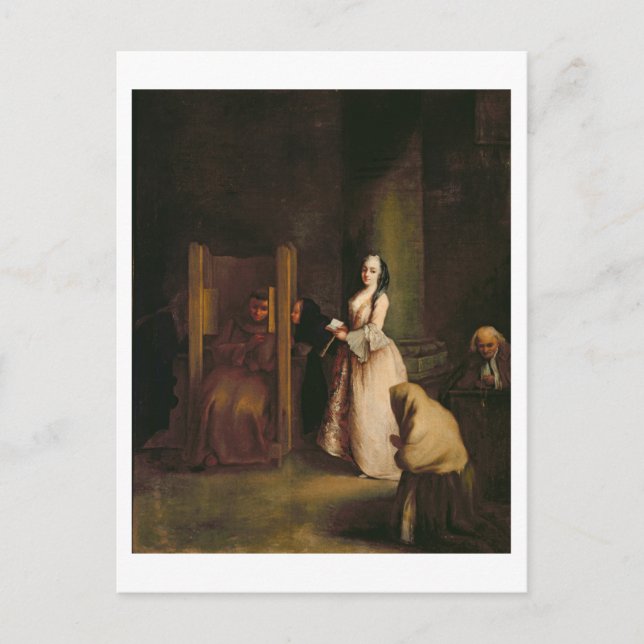 Das Geständnis, c.1755 (Öl auf Leinwand) Postkarte (Vorderseite)